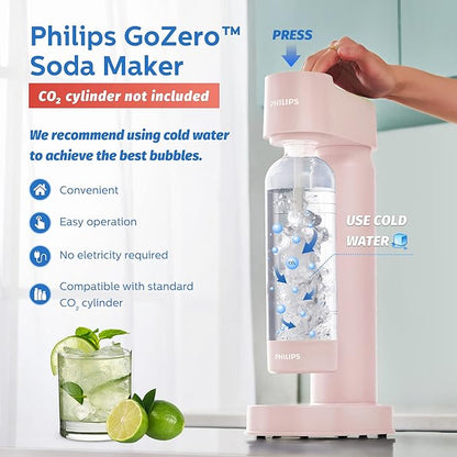 PHILIPS ADD4901PKO Sparkling Water Maker, 1L Bottle, Plastic-Pink