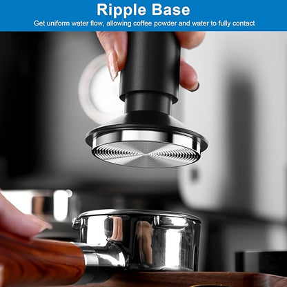 58.35mm Espresso Tamper & Magnetic WDT Tool, Barista Cofee Tamper with Spring Loaded, Anodized Aluminum Alloy Handle, Stainless Steel Corrugated Base with Cover for Portafilter Basket