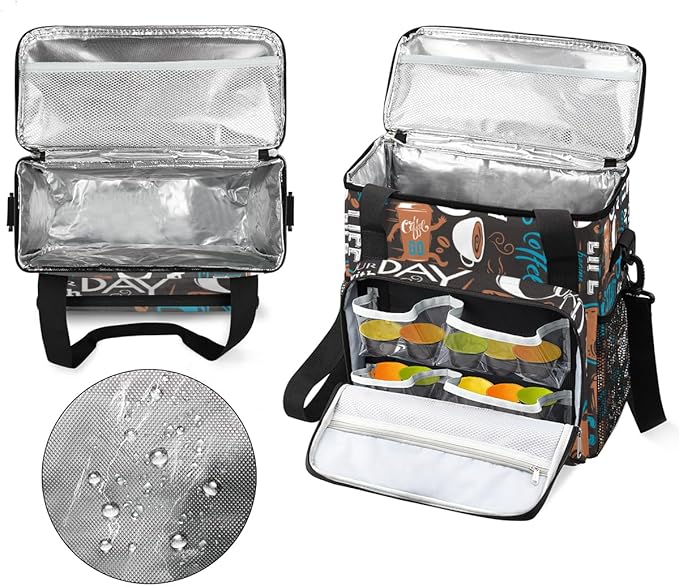 Blue Coffee Cafe Maker Carrying Bag Travel Case Compatible with Keurig K-Mini or K-Mini Plus Portable Single Serve Coffee Brewer Case with Pockets for K-cup Pods