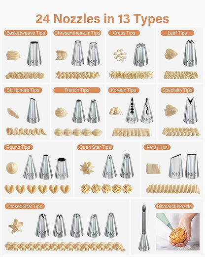 Kootek 96PCs Cake Decorating Kits, Baking Supplies Tools with Cake Stand Turntable, Piping Bags and Tips, Cake Leveler, Frosting Icing Spatulas & More Accessories for Cake Cupcake Decorations