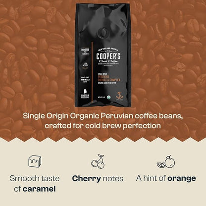 Organic Cold Brew Coffee Peru Reserve Single Origin Peruvian Coarsely Ground - 5 lb. Bag - Medium Roast