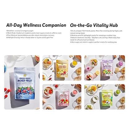 SUNGIVEN Freeze Dried Fruit Party with 10+ Fruits, Mixed Fruits Variety Pack of 5 Bag, 7.06 oz, Health Snack, Fruit Crisps, Freeze Dried Apple Strawberry Berries Lemon Coconut Fig Mango Pineapple, No Sugar Added, Made with 100% Fruit