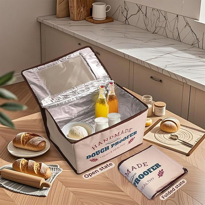 Folding Dough Proofer Box with Temp Control (50-130℉) & 24H Timer, Extra Large Bread Proofing Box for Sourdough, Pizza, Yogurt, Seed Starting, 3D Filament Drying, Space-Saving & Easy to Use