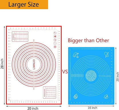 Silicone Baking Mat，Non Stick Rolling Dough with Measurements for Pie Pizza Cookies Fondant Making，Extra Thick Non Slip Silicone Pastry Mat