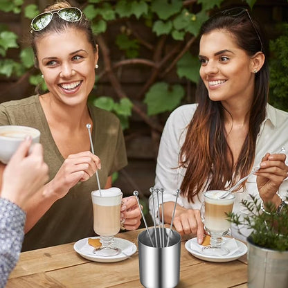 5 Pieces 7.4 Inch Stainless Steel Coffee Stirrers Holder Stainless Steel Swizzle Stick Coffee Stirrers Reusable Stir Sticks for Cocktails Coffee Whiskey