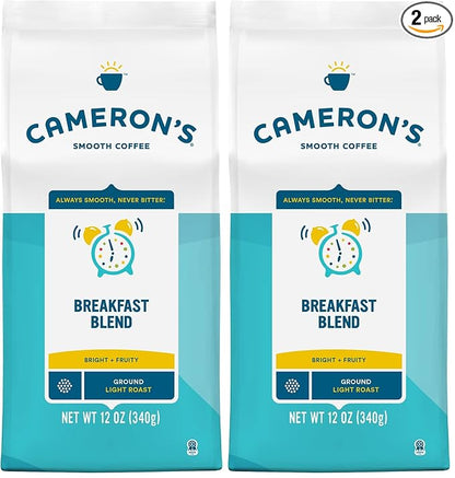 Cameron's Coffee Roasted Ground Coffee Bag, Breakfast Blend, 12 Ounce (Pack of 2)
