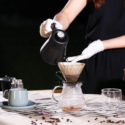 Pour Over Coffee Maker Set Coffee Kettle Scale Server Dripping Cup Bean Grinder Filter Paper Ceramic Cup ALL in 1 Great Portable Metal Box for Traveling Excellent Coffee Gift