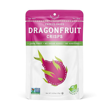Nature’s Turn Freeze-Dried Dragon Fruit Crisps – Healthy, Gluten-Free, Crispy & Delicious, Plant-Based Snack, Ideal for Cereal, Smoothies, School Lunches, & On-the-Go, Bags of 12 (0.53 oz Each)