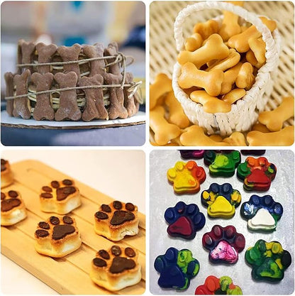 8PCS Silicone Molds Puppy Dog Paw and Bone Shape, Reusable Silicone Chocolate Molds, Non-Stick gummy molds, Dog Treat Molds, Used for Chocolate, Candy,Pudding, Jelly,Ice Cube,Biscuits