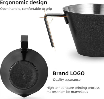 MHW-3BOMBER Espresso Measuring Cup 2 Pack Double Shot Espresso Cups Stainless Steel Coffee Bean Dosing Cup Espresso Machine Accessories (Matte Black) G6197B-OS