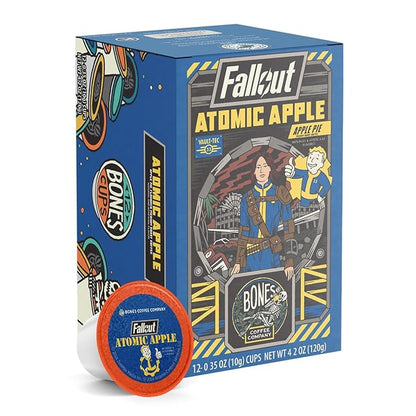Bones Coffee Company Fallout Atomic Apple, Apple Pie Flavored Coffee Pods, Low Acid Medium Roast Single-Serve Bones Cups, Compatible with 1.0 & 2.0 Capsule Brewers Coffee Maker, 12 Count
