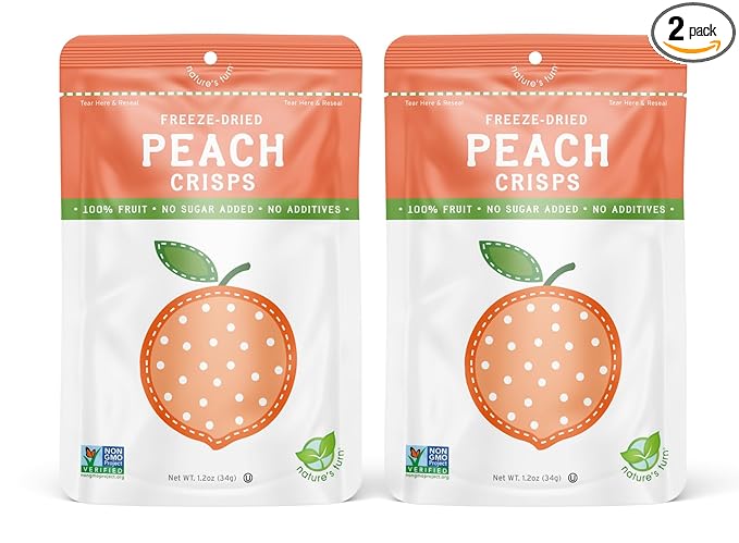 Nature’s Turn Freeze-Dried Fruit Snacks, Peach Crisps, Pack of 2 (1.2 oz Each)
