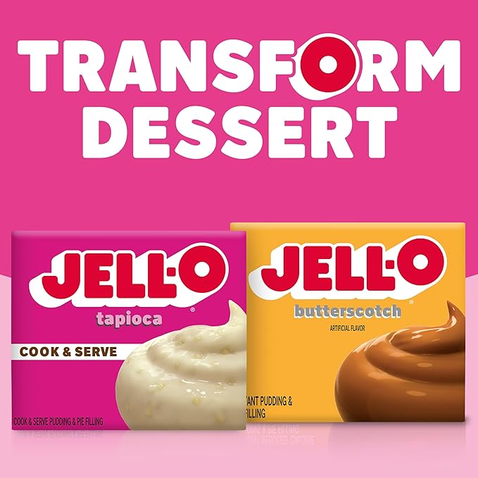 Jell-O Cook & Serve Tapioca Fat Free Pudding & Pie Filling Mix (24 ct Pack, 3 oz Boxes)