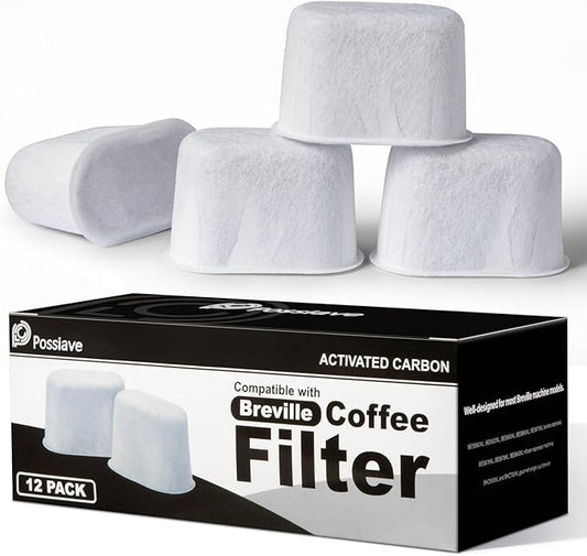 12-Pack Charcoal Water Filters Compatible with Breville BWF100 Machines, Breville Espresso Machine Water Filter Replacement