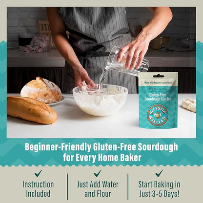 MY RUSTIC ROOTS Gluten Free Sourdough Starter Culture – All Natural & Organic Sourdough Bread Starter - Beginner Friendly - Perfect for Baking Delicious Homemade Artisan Bread, Pizza & More - 12g