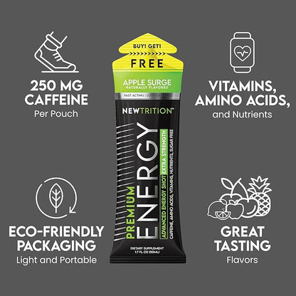 NewTrition® Extra Strength Energy Shots, 250mg Caffeine Energy Shots with Vitamin B & Amino Acids, Sugar-Free Vitamin Energy Shot, 1.7 fl oz (Pack of 12, 4 Flavors-Mixed-2)