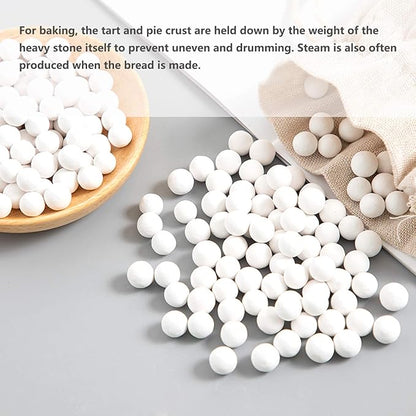 2.2Lb Ceramic Pie Weights Baking Beans Pie Crust Reusable 10mm Weights Natural Ceramic Stoneware with Wheat Straw Container (35 Oz Total) (Green)