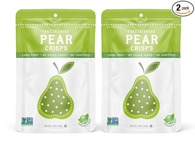 Nature’s Turn Freeze-Dried Fruit Snacks, Pear Crisps, Pack of 2 (1.2 oz Each)