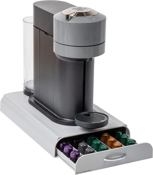 Mind Reader Nespresso Compatible Capsule Drawer, Countertop Organizer, Coffee Pod Holder, Storage, 9.25"L x 15"W x 2"H, Gray