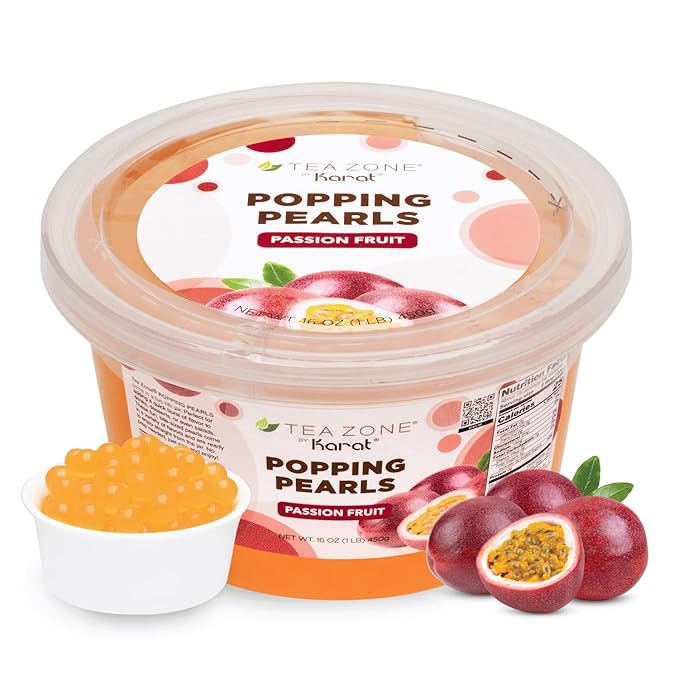 Tea Zone [1 Pound] Passion Fruit Popping Pearls, Bursting Pearls for Teas, Shakes, Smoothies, Dessert Toppings