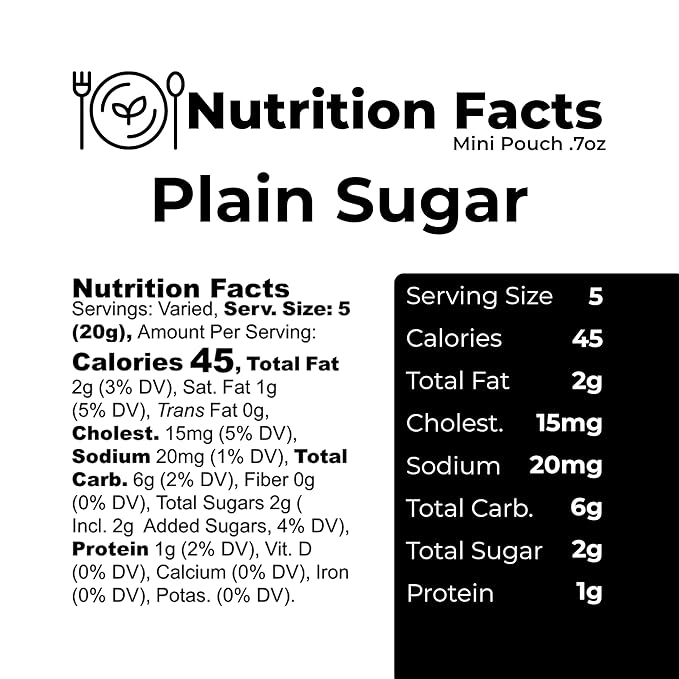 The Panza Sugar Plain Gourmet Cookie Snack Thin & Crispy | Organic, Non-GMO, 100% Natural Ingredients | Mini Pouch 0.7 oz