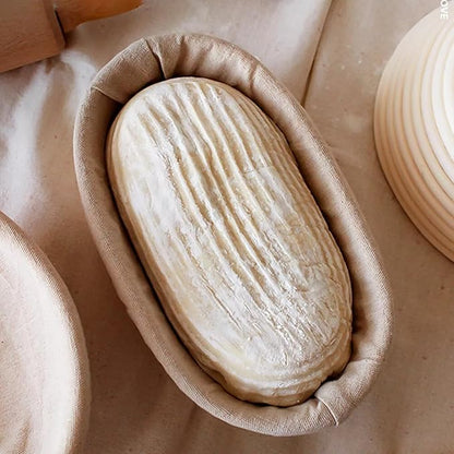 Banneton Bread Proofing Basket - Rattan Proofing Baskets for Sourdough Bread | Banneton Baskets Bowls with Linen Liners for Artisan Homemade Bread Baking (10 inch Basket Set of 2)