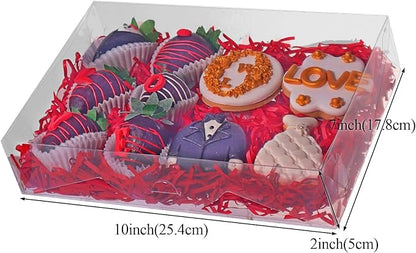 20PCS 10x7x2 inches Clear Bakery Boxes Strawberry, Cookie, Macaron & Gift Boxes for Party Favors