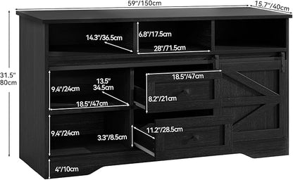 YITAHOME Buffet Cabinet with Drawers, 59" Large Sideboard Buffet Storage Cabinet with Shelves and Doors, Modern Farmhouse Coffee Bar Station Wood Kitchen Table for Kitchen, Dining Room, Black
