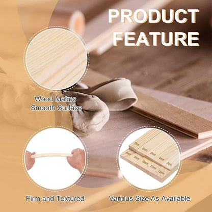 MECCANIXITY 8Pcs Pottery Teaching Rolling Mud Stick Guides, 13" x 0.8" Wood Clay Roller 4 6 8 10mm Thick Ceramic Tools Strips Rolling Guides for Clay Thickness DIY Craft