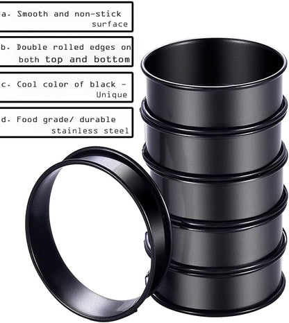 DATANYA 12Packs Crumpet Rings NONSTICK English Muffin Rings 3.15 Inch Stainless Steel Double Rolled Tart Ring Upgraded Round Metal Baking Cooking Pastry Ring Molds for muffins, pancakes