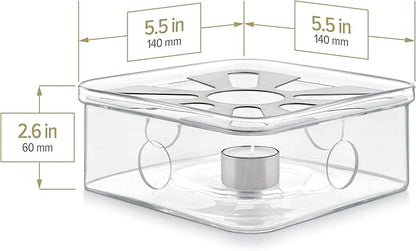 Teabloom Radiance Square Tea Warmer with Tealight Candle – Elegant Base for All Teapot Shapes