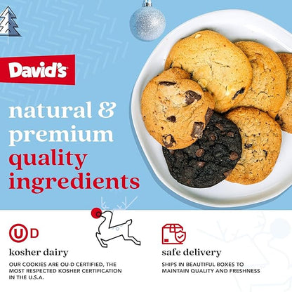 David’s Cookies Happy Holidays Assorted Cookies Gift Tin – 1lb Soft and Gourmet Christmas Cookies Tin – Freshly Baked Holiday Cookies Gift Basket - All Natural and Handmade Christmas Cookies