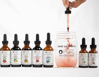 Pure Inventions - Green Tea Peach Water Infusion Drops - Antioxidants & Electrolytes - Health & Wellness Drink - Immunity Support - Sugar Free, Zero Calorie, No Artificial Sweeteners - 30 Servings