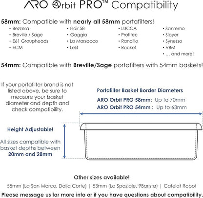 ARO Orbit PRO™ | Aluminum Spirographic WDT Tool | Mechanical Geared Spinning Distribution Tool for Home Baristas and Professional Cafés | Compatible with 58mm Portafilters