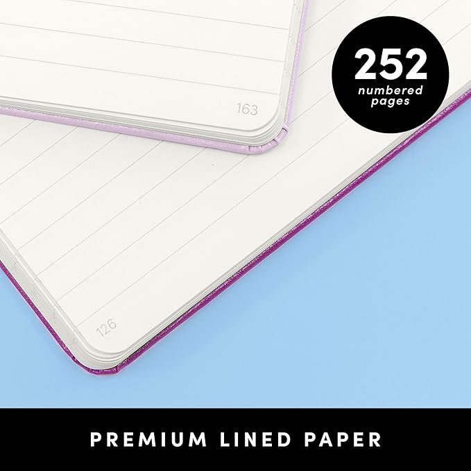 PAPERAGE Lined Journal Notebook, (Sage Green), 252 Pages, Medium 5.6 in x 8 in - 100 GSM Thick Paper – Hardcover Journaling Notebook for Work, School & Note Taking