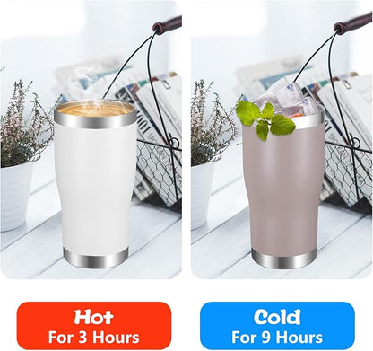 VEGOND 20oz Tumbler Stainless Steel Tumbler Cup with Lid And Straw Vacuum Insulated Double Wall Travel Coffee Mug(White 6 Pack)