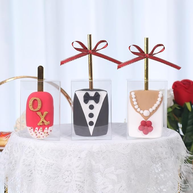50pcs 3.5" x 2.4" x 1.38" Rice Krispie Treat Boxes & Macaron Boxes for Bridal Shower & Birthday Party