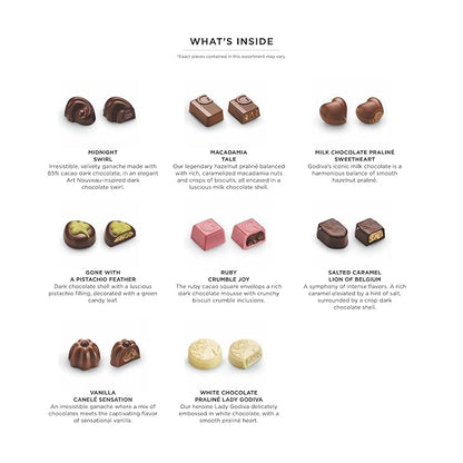 Godiva Red Bow Gold Assorted Chocolate Gift Box, Belgian Dark and Milk Chocolates with Pralinés, Ganaches & Caramels, Gourmet Holiday Gift, Non-GMO & Kosher, 8 Pc
