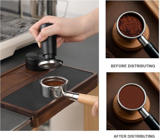 53mm Espresso Tamper,Spring Loaded Tamper with Stainless Steel Flat Base,Compatible with 53mm Portafilter,Coffee Tamper for Coffees Enthusiast and Home Barista
