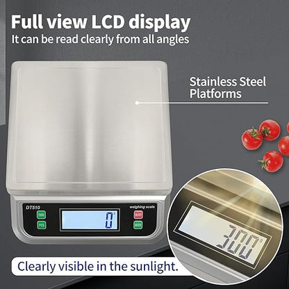 Large Kitchen Scale 40kg Food Scales for Kitchen with Tare and Pcs Funtion 88lbs Stainless Stee Tray Baking Scale for Cooking with Adapter, 6 Units(Silver, 40kg)
