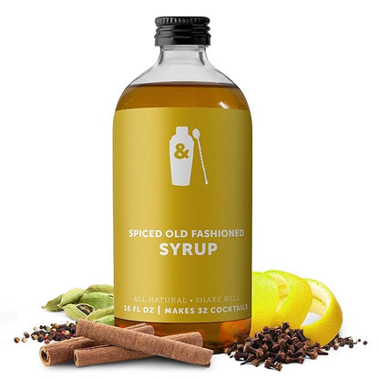 Shaker & Spoon Old Fashioned Cocktail Syrup, 16oz Old Fashioned Mix Alternative, Vegan Syrups, Mocktails & Non Alcoholic Drinks