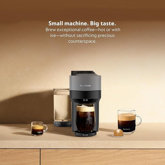 Nespresso Vertuo Pop+ Coffee and Espresso Maker by Breville with Milk Frother, Dark Grey