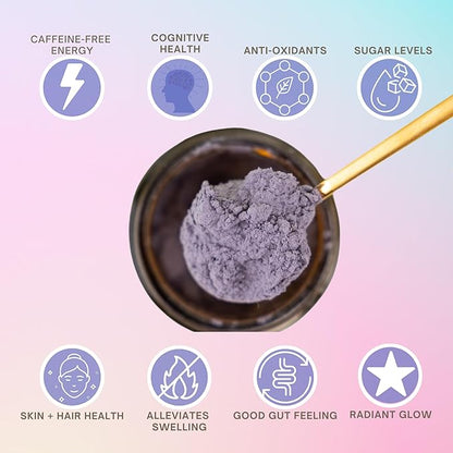 Eleven TLC, Blue Matcha Powder, Butterfly Pea Flower Powder, Matcha Blue Tea, Blue Matcha Latte, Caffeine Free Matcha, Glass Jar, 18 Servings