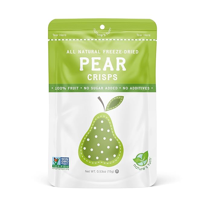 Nature’s Turn Freeze-Dried Pear Crisps – Healthy, Gluten-Free, Crispy & Delicious, Plant-Based Snack, Ideal for Cereal, Smoothies, School Lunches, & On-the-Go, Bags of 6 (0.53 oz Each)
