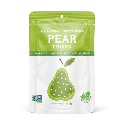 Nature’s Turn Freeze-Dried Pear Crisps – Healthy, Gluten-Free, Crispy & Delicious, Plant-Based Snack, Ideal for Cereal, Smoothies, School Lunches, & On-the-Go, Bags of 6 (0.53 oz Each)