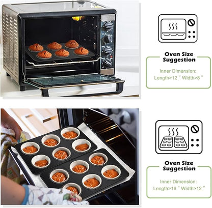 TeamFar Muffin Pan Set of 4, 6 Cup Muffin Tin Cupcake Pan Tray with Nonstick Coating and Stainless Steel Core, for Home/Kitchen Baking, Healthy & Heatproof, Release Easily & Easy Clean