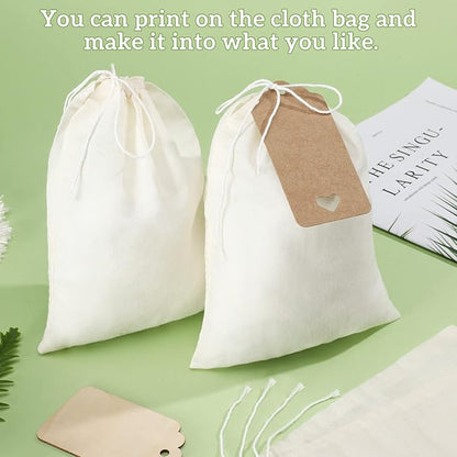 Boao 50 Pcs Cheese Cloth Tea Bags 6 x 8 inch for Straining Reusable Tea Filter Loose Empty Soup Spice Bags for Cooking Cold Brew Coffee Muslin Strainer