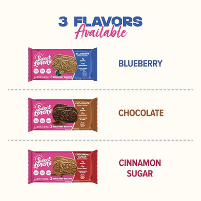 Sweet Loren's Vegan Breakfast Biscuits | Blueberry | 4g Protein, 19g Whole Grains | Plant Based, Gluten Free, Dairy Free, Nut Free Snacks | 6 Pack (30 Total Biscuits, 1.6 ounce each)