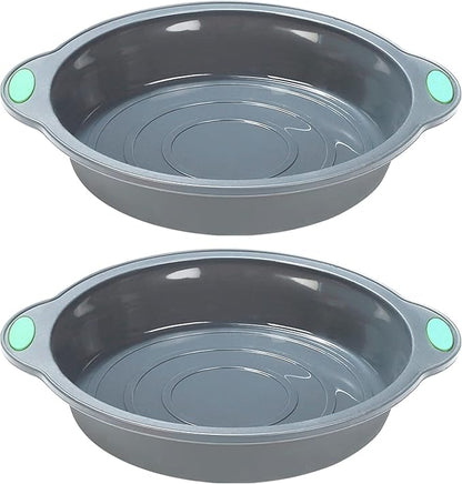 To encounter 9 Inch Silicone Round Cake Pans, 2 Pack Nonstick Silicone Baking Pans Set, Food Grade Cake Molds, with Metal Reinforced Frame More Strength