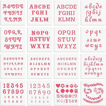 6x6in Alphabet Letter & Number Cookie Stencils for Royal Icing & Sugar Cookie Decoration - 16 Pcs Assorted Sizes
